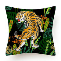 HKM-135763 Leaves Pattern Printed Super Soft Short Velvet Cushion Cover - 45 x 45 cm