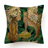 HKM-135763 Leaves Pattern Printed Super Soft Short Velvet Cushion Cover - 45 x 45 cm