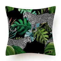 HKM-135763 Leaves Pattern Printed Super Soft Short Velvet Cushion Cover - 45 x 45 cm