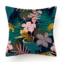 HKM-135763 Leaves Pattern Printed Super Soft Short Velvet Cushion Cover - 45 x 45 cm