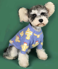 HKM-135891 Cactus Pattern Acrylic Sweater in Purple and Yellow for Pet Fashion
