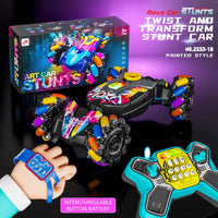 HKM-135891 Gesture Sensing Dual Remote Control Stunt Car with Light and Music, Transforming 4WD Drift Vehicle for Indoor Outdoor Play