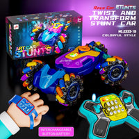 HKM-135891 Gesture Sensing Dual Remote Control Stunt Car with Light and Music, Transforming 4WD Drift Vehicle for Indoor Outdoor Play