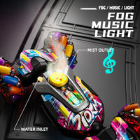 HKM-135891 Gesture Sensing Dual Remote Control Stunt Car with Light and Music, Transforming 4WD Drift Vehicle for Indoor Outdoor Play