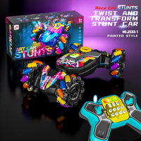 HKM-135891 Gesture Sensing Dual Remote Control Stunt Car with Light and Music, Transforming 4WD Drift Vehicle for Indoor Outdoor Play