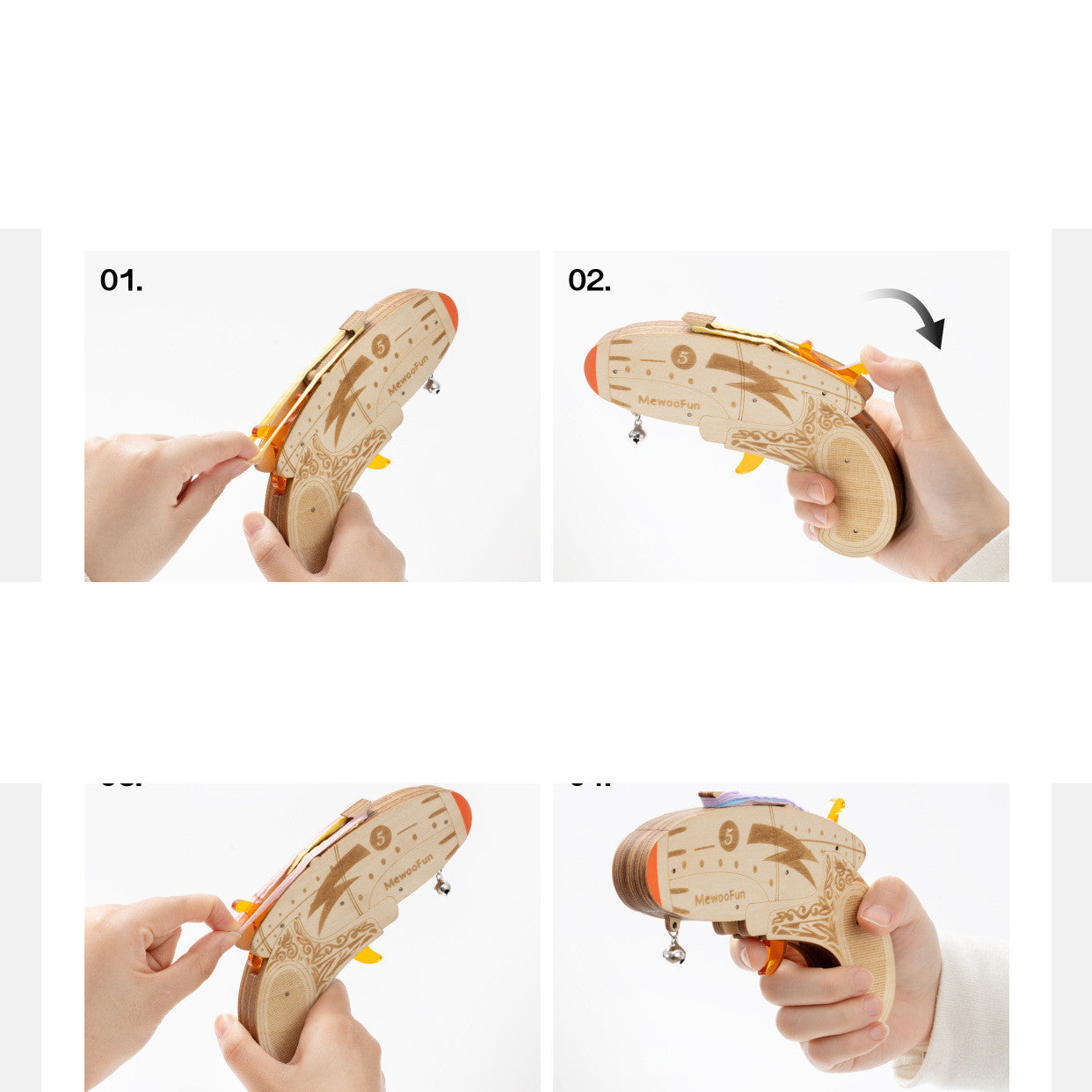 HKM-135955 Interactive Cat Teaser Stick with Rubber Bands – Plywood and Acrylic Construction