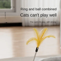 HKM-136083 Funny Cat Educational Toy Cat UFO Tumbler Turntable Self-entertainment To Boredom With Feather Amusement Board