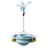 HKM-136083 Funny Cat Educational Toy Cat UFO Tumbler Turntable Self-entertainment To Boredom With Feather Amusement Board