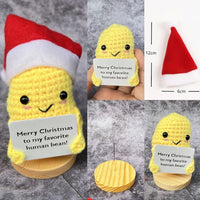 HKM-136083 Handmade Plush Christmas Gift in Yellow and Green with Base