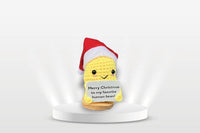 HKM-136083 Handmade Plush Christmas Gift in Yellow and Green with Base