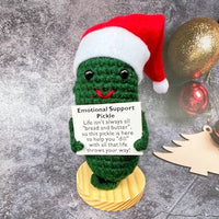 HKM-136083 Handmade Plush Christmas Gift in Yellow and Green with Base