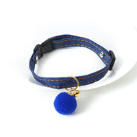 HKM-136339 Denim Pet Collar with Five-Pointed Star Pendant, Adjustable Size 17-30cm