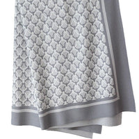 HKM-136467 Retro Geometric Chenille Knit Blanket in Olive and Light Gray for All-Season Decor