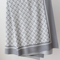 HKM-136467 Retro Geometric Chenille Knit Blanket in Olive and Light Gray for All-Season Decor