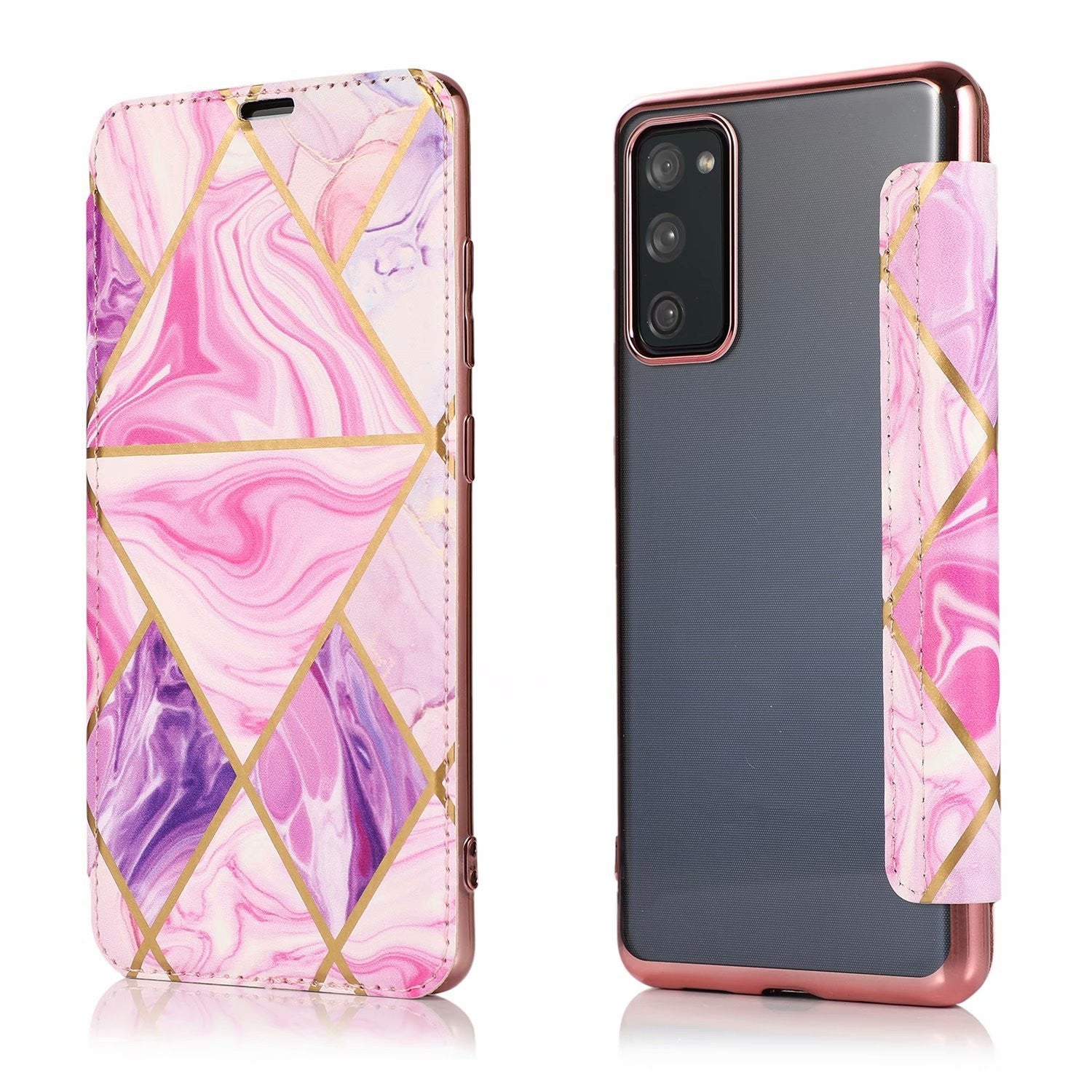 HKM-136723 Marble Hot Stamping Leather Flip Case for Samsung Galaxy S20, S21, S20FE, NOTE20, A51, A21S