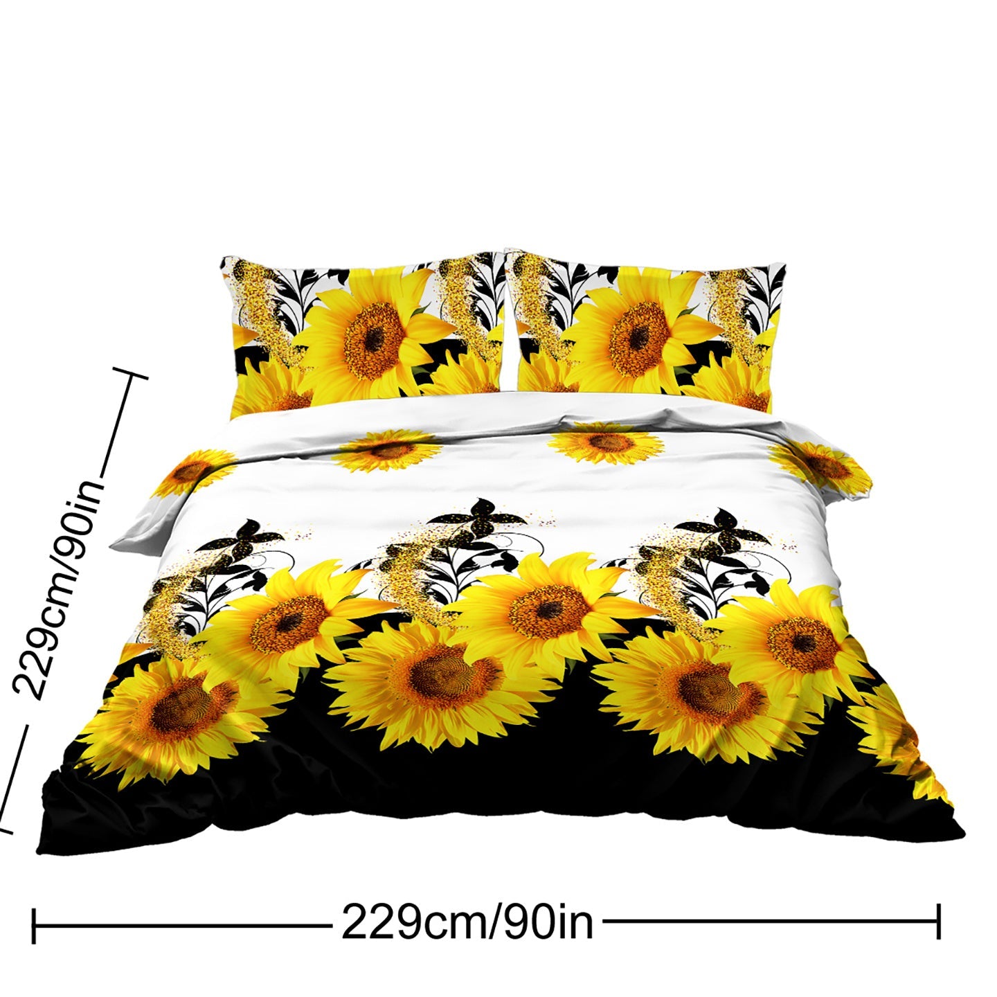 HKM-136787 Sunflower Microfiber Duvet Cover Set with Pillow Shams - Available in Twin, Full, Queen, King Sizes