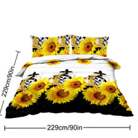 HKM-136787 Sunflower Microfiber Duvet Cover Set with Pillow Shams - Available in Twin, Full, Queen, King Sizes