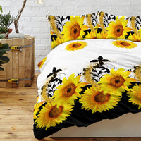 HKM-136787 Sunflower Microfiber Duvet Cover Set with Pillow Shams - Available in Twin, Full, Queen, King Sizes