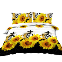 HKM-136787 Sunflower Microfiber Duvet Cover Set with Pillow Shams - Available in Twin, Full, Queen, King Sizes