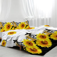 HKM-136787 Sunflower Microfiber Duvet Cover Set with Pillow Shams - Available in Twin, Full, Queen, King Sizes