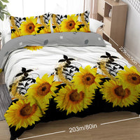 HKM-136787 Sunflower Microfiber Duvet Cover Set with Pillow Shams - Available in Twin, Full, Queen, King Sizes