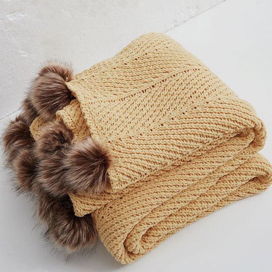 HKM-136787 Super Soft Chenille Office Nap Blanket - Polyester Fiber, 130x160CM, Available in Multiple Colors