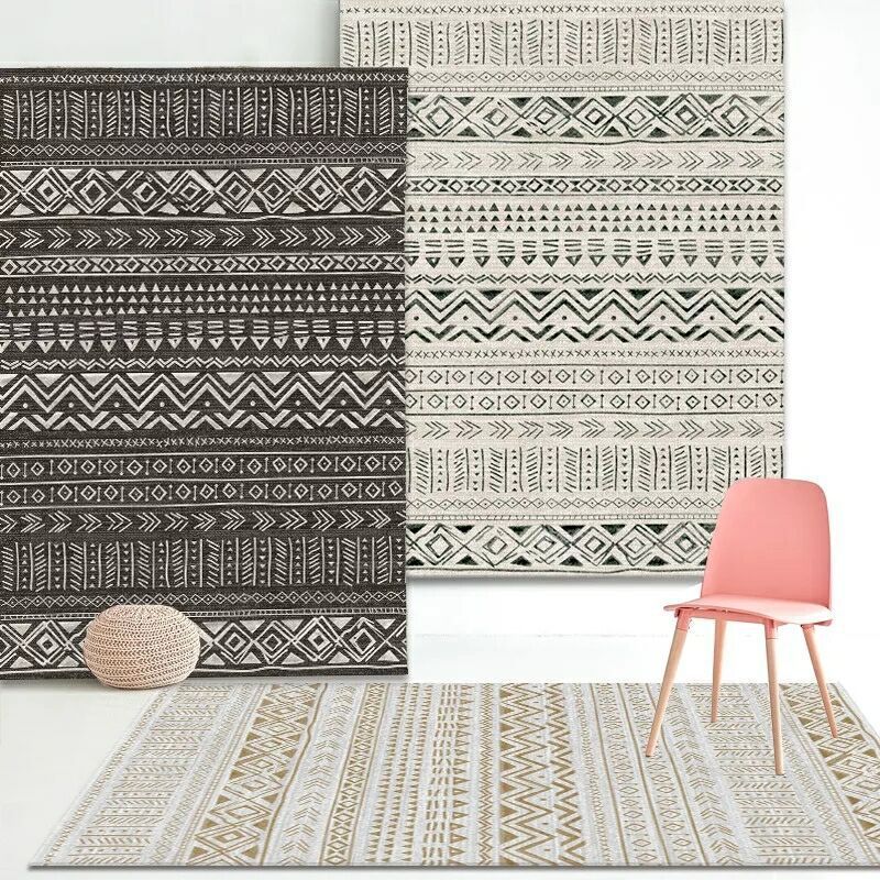 HKM-136851 Modern Minimalist Rectangle Coffee Table Carpet in Polyester Fiber