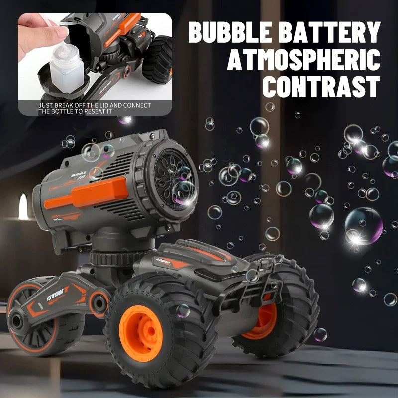 HKM-137043 Remote Control Bubble Blower Stunt Car Toy with Transforming Features for Ages 5 and Up
