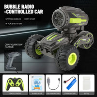 HKM-137043 Remote Control Bubble Blower Stunt Car Toy with Transforming Features for Ages 5 and Up