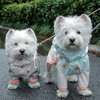 HKM-137107 Pet Four-Legged Reflective Raincoat - Waterproof and Windproof in Pink Squirrel and Blue Hedgehog