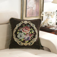 HKM-137427 Simple Chenille Flower Pillow - Modern Botanical Design in Multiple Colors (48x48cm)