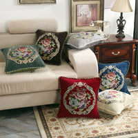 HKM-137427 Simple Chenille Flower Pillow - Modern Botanical Design in Multiple Colors (48x48cm)