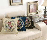 HKM-137427 Simple Chenille Flower Pillow - Modern Botanical Design in Multiple Colors (48x48cm)