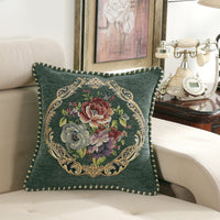 HKM-137427 Simple Chenille Flower Pillow - Modern Botanical Design in Multiple Colors (48x48cm)