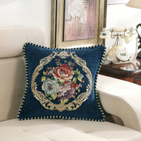 HKM-137427 Simple Chenille Flower Pillow - Modern Botanical Design in Multiple Colors (48x48cm)