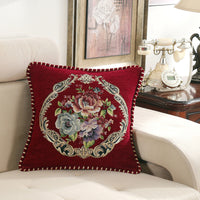 HKM-137427 Simple Chenille Flower Pillow - Modern Botanical Design in Multiple Colors (48x48cm)