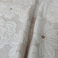 HKM-137619 Cotton Thickened White and Beige Camellia Embroidery Three-Piece Bedcover Set
