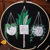 HKM-137619 DIY Hand-Embroidered Flower and Leaf Sewing Kit with Cotton Fabric and Embroidery Supplies