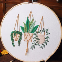 HKM-137619 DIY Hand-Embroidered Flower and Leaf Sewing Kit with Cotton Fabric and Embroidery Supplies