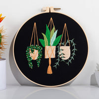 HKM-137619 DIY Hand-Embroidered Flower and Leaf Sewing Kit with Cotton Fabric and Embroidery Supplies