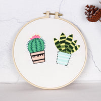 HKM-137619 DIY Hand-Embroidered Flower and Leaf Sewing Kit with Cotton Fabric and Embroidery Supplies