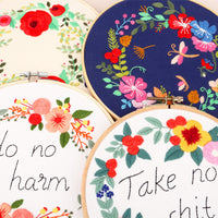HKM-137619 DIY Hand-Embroidered Flower and Leaf Sewing Kit with Cotton Fabric and Embroidery Supplies
