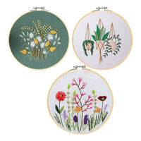 HKM-137619 DIY Hand-Embroidered Flower and Leaf Sewing Kit with Cotton Fabric and Embroidery Supplies