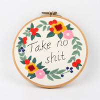 HKM-137619 DIY Hand-Embroidered Flower and Leaf Sewing Kit with Cotton Fabric and Embroidery Supplies