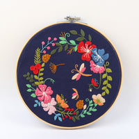 HKM-137619 DIY Hand-Embroidered Flower and Leaf Sewing Kit with Cotton Fabric and Embroidery Supplies