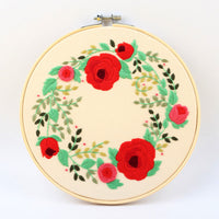 HKM-137619 DIY Hand-Embroidered Flower and Leaf Sewing Kit with Cotton Fabric and Embroidery Supplies