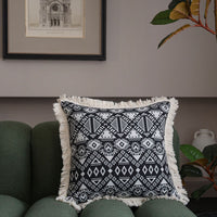 HKM-137747 Jacquard Multicolor Floral and Plant Throw Pillow Cases - 60x60cm & 45x45cm, Polyester with Tassels
