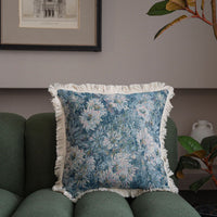HKM-137747 Jacquard Multicolor Floral and Plant Throw Pillow Cases - 60x60cm & 45x45cm, Polyester with Tassels