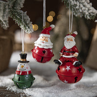 HKM-137747 Nordic Painted Iron Bell Pendant - Santa Claus, Snowman, and Elk Designs