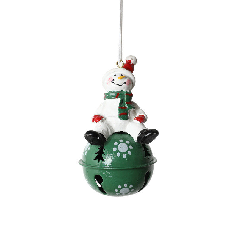 HKM-137747 Nordic Painted Iron Bell Pendant - Santa Claus, Snowman, and Elk Designs